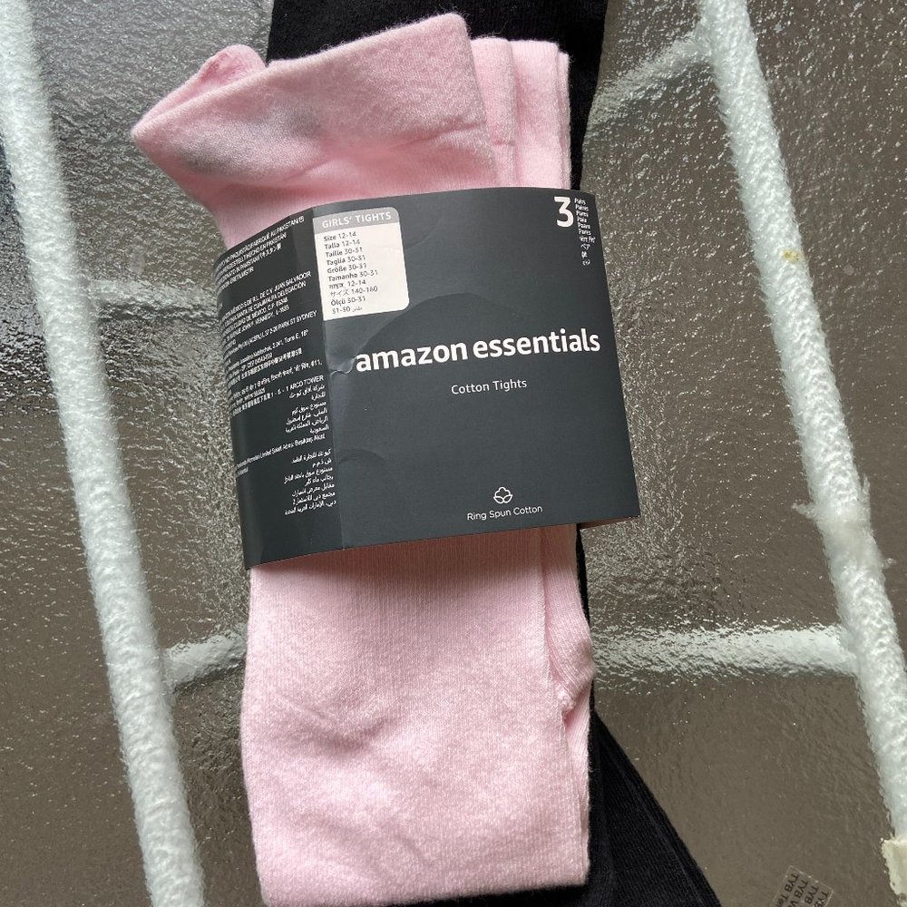 Amazon Essentials Girls' 3-Pack Cotton Tights